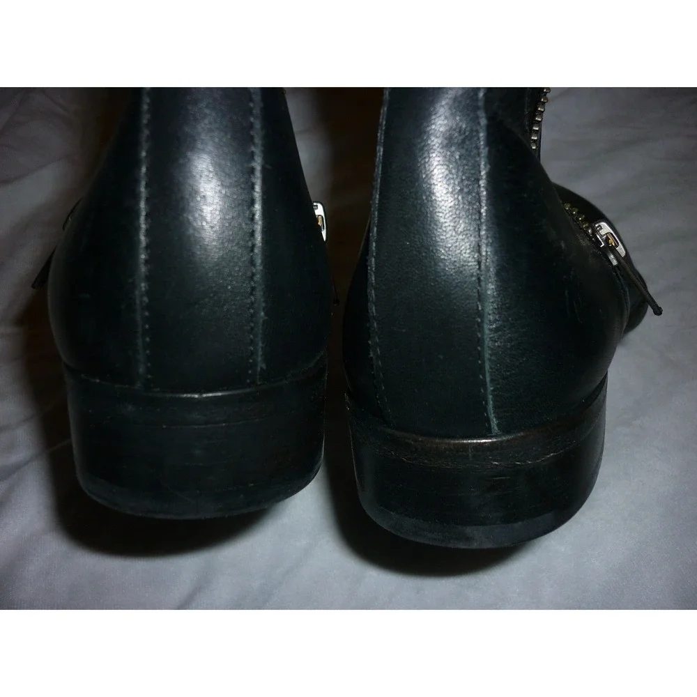 Frye Carly Black Leather Double Zip Chelsea Ankle Boots 9.5 B 3471718‎ NWOB